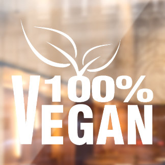 100 % Vegan, Pflanze, Fensteraufkleber