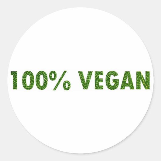 100 % Vegan Runder Aufkleber (Vorderseite)