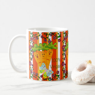 100% Vegane Karotten, Blumiger Oranger Streifen-Mu Kaffeetasse