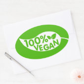 100% Veganes kulinarisches Etikett Ovaler Aufkleber (Umschlag)