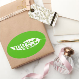 100% Veganes kulinarisches Etikett Ovaler Aufkleber