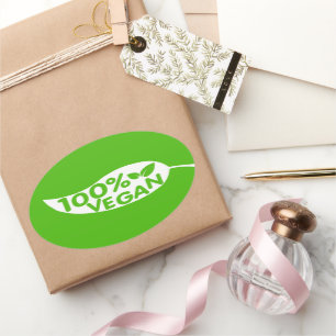 100% Veganes kulinarisches Etikett Ovaler Aufkleber