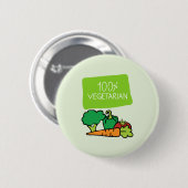100% Vegetarier und stolz darauf Button (Vorne & Hinten)