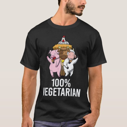 100 Vegetarische Veggie AF Vegan Statement Herren T-Shirt (Vorderseite)