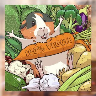 100% Veggie Happy Guinea Schweinefleisch mit Karot Fensteraufkleber