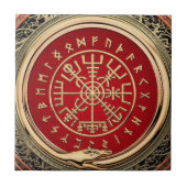 [100] Vegvisir - Viking Gold Magic Runic Compass Fliese (Vorderseite)
