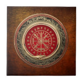 [100] Vegvisir - Viking Gold Magic Runic Compass Fliese (Vorderseite)