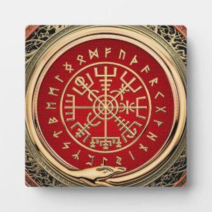 [100] Vegvisir - Viking Gold Magic Runic Compass Fotoplatte