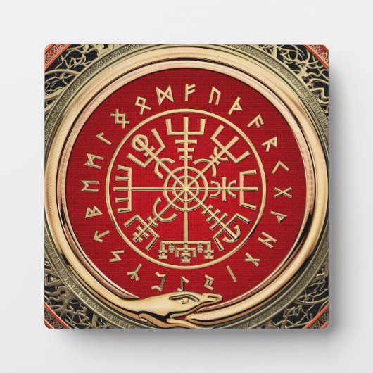 [100] Vegvisir - Viking Gold Magic Runic Compass Fotoplatte (Vorderseite)