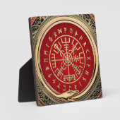 [100] Vegvisir - Viking Gold Magic Runic Compass Fotoplatte (Vorderseite)