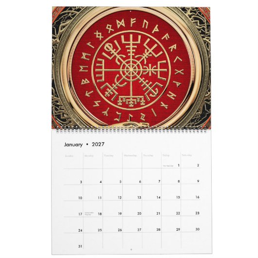 [100] Vegvisir - Viking Gold Magic Runic Compass Kalender (Jan 2027)