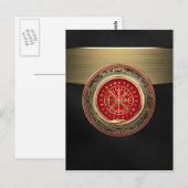 [100] Vegvisir - Viking Gold Magic Runic Compass Postkarte (Vorne/Hinten)