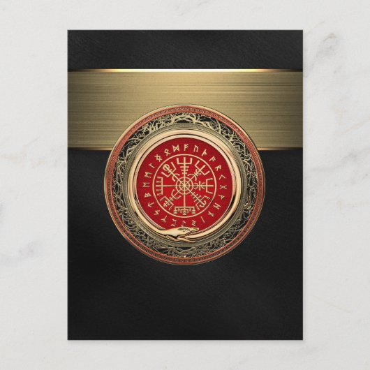 [100] Vegvisir - Viking Gold Magic Runic Compass Postkarte (Vorderseite)