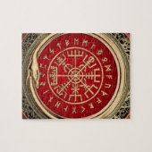 [100] Vegvisir - Viking Gold Magic Runic Compass Puzzle (Horizontal)