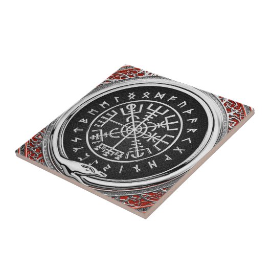 [100] Vegvisir - Viking Silver Magic Runic Compass Fliese (Seite)