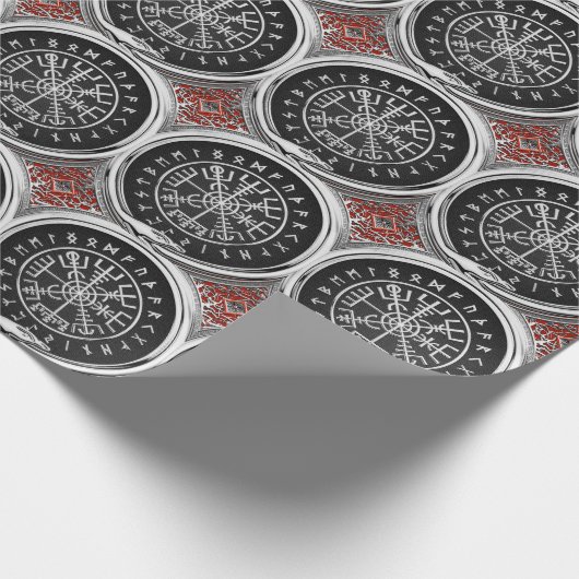 [100] Vegvisir - Viking Silver Magic Runic Compass Geschenkpapier (Ecke)