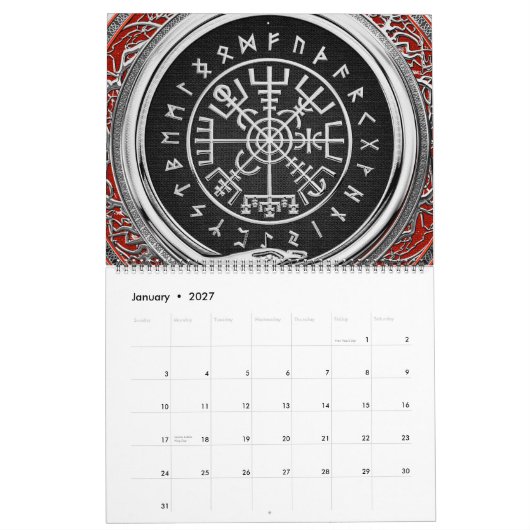 [100] Vegvisir - Viking Silver Magic Runic Compass Kalender (Jan 2027)