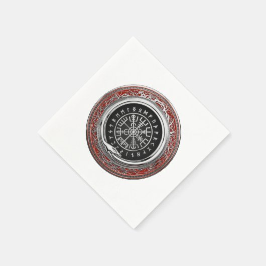 [100] Vegvisir - Viking Silver Magic Runic Compass Serviette (Ecke)