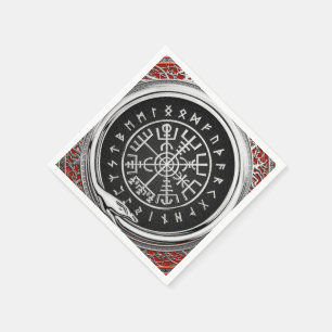 [100] Vegvisir - Vikings silberner magischer Runic Serviette