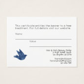 100 x Business LOGO Geschenkgutscheine Blue Floral (Rückseite)