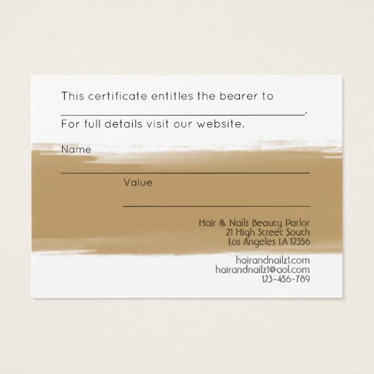 100 x Business LOGO Geschenkgutscheine Friseur Sho (Rückseite)