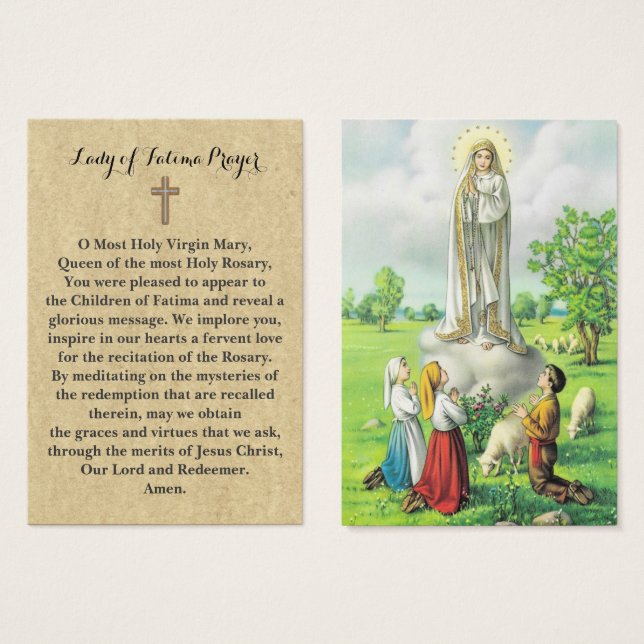 100 x Lady of Fatima Prayer Cards (Vorne & Hinten)