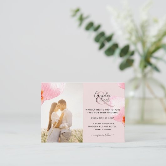 100 x MINI Foto Hochzeit Einladung QR Code Details (Stehend Vorderseite)