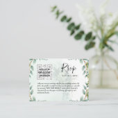 100 x QR CODE WEDDING RSVP Eucalyptus FOTO Budget Visitenkarte (Stehend Vorderseite)