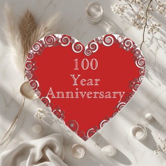 100 Year Anniversary Milestone Romantic Modern  Herz-Aufkleber