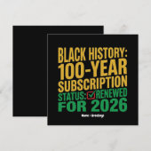 100-Year Black History Subscription Status Renewed Einladung (Vorne/Hinten)