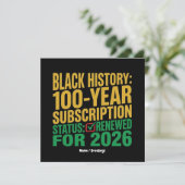100-Year Black History Subscription Status Renewed Einladung (Stehend Vorderseite)