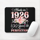 100 Years Old Made In 1926 Floral 100th Birthday W Mousepad (Mit Mouse)