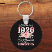 100 Years Old Made In 1926 Floral 100th Birthday W Schlüsselanhänger (Vorderseite)