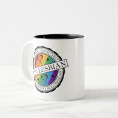 100% Zufriedenheit garantiert Lesben Pride Regenbo Zweifarbige Tasse (Vorderseite Links)