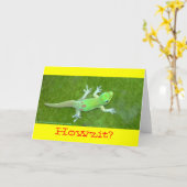 100% zugelassene Bio Kona Kaffee Day~Gecko Karte (Gelbe Blume)