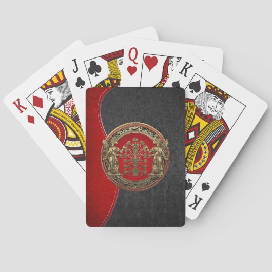 [100] Zwei Gold Ninurtas mit Baum des Lebens Spielkarten (Rückseite)