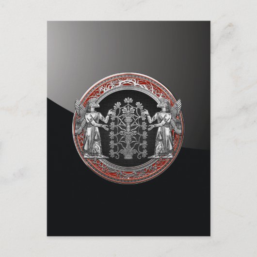 [100] Zwei Silberninurtas mit Baum des Lebens Postkarte (Vorderseite)