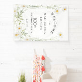 100th Birthday Banner April Birth Flower Daisy (InSitu)
