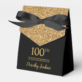100th Birthday Black Gold Glitter Thank You Geschenkschachtel