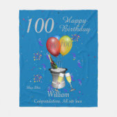 100th Birthday Celebration Blue Fleece Blanket (Vorderseite)