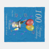 100th Birthday Celebration Blue Fleece Blanket (Vorderseite (Horizontal))