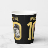 100th birthday custom two photo black and gold pappbecher (Rechts)