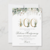 100th birthday Elegant Milestone invitation RSVP Karte (Vorderseite)