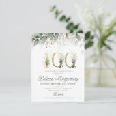 100th birthday Elegant Milestone invitation RSVP Karte (Stehend Vorderseite)
