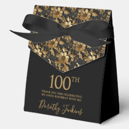 100th Birthday Gold Floral Thank You  Geschenkschachtel