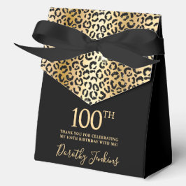 100th Birthday Gold Leopard Print Thank You  Geschenkschachtel