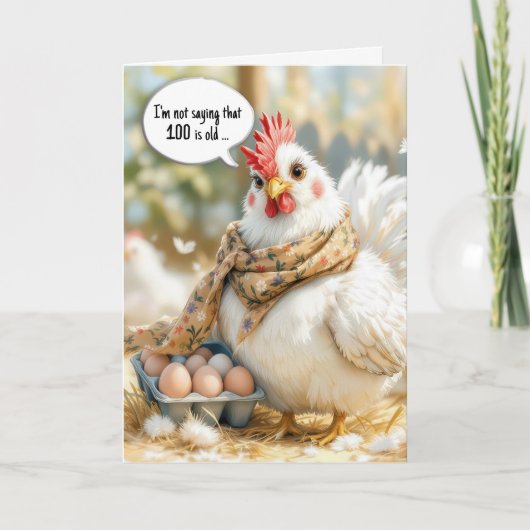 100th Birthday Hen With Eggs in Carton Karte (Vorderseite)