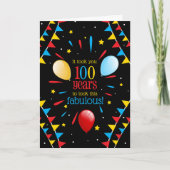 100th Birthday Looking Fabulous Flags and Balloons Karte (Vorderseite)