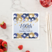 100th Birthday Navy Gold Balloons Party Serviette (Beispiel)