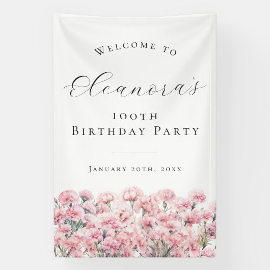 100th Birthday Party January Birth Flower Welcome Banner (Vertikal)